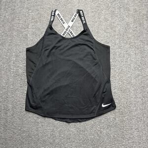 Nike Just Do It Elastika Strap Loose Tank Top Womens Medium Black Criss Cross